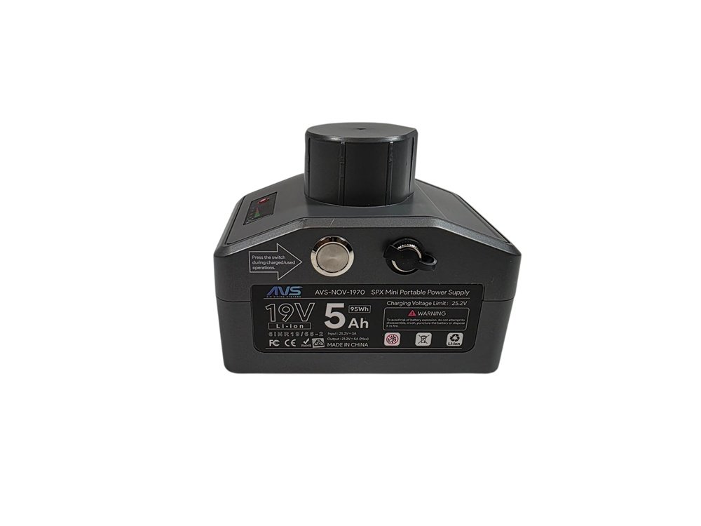 AVS Starlink Mini Portable Power Supply showing 19V 5Ah output matched directly to Starlink Mini