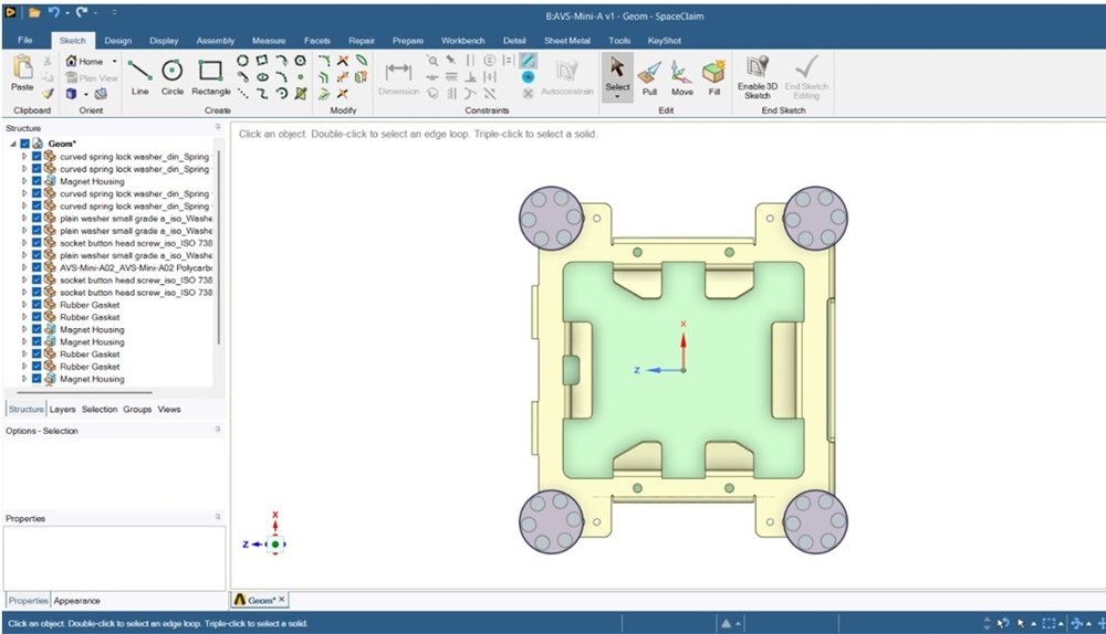 AVS magnetic Starlink mount 4-magnet configuration plan view ANSYS simulation