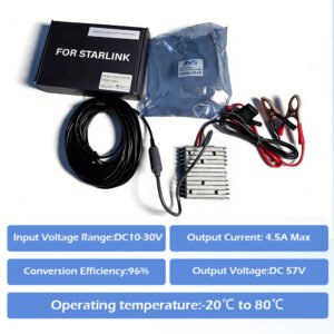 12V To 57V Starlink Gen 3 Step Up Converter With Alligator Clip (D)