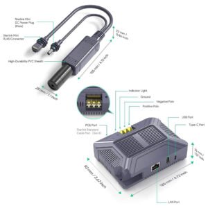 5 In 1 Starlink Mini 180W Step Up GigE PoE Injector Surge Protection With Splitter Compatible With Starlink Mini 1