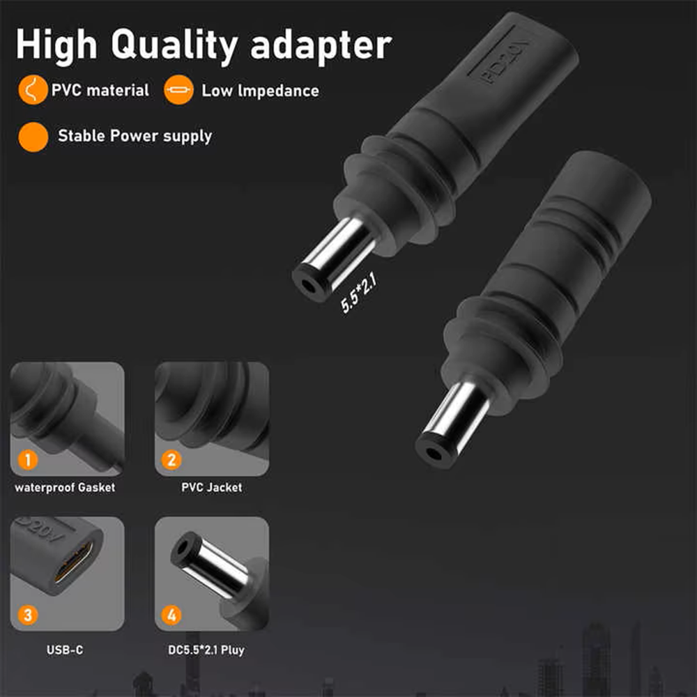 Mini DC Male To USB C Female Cable Adapter 6
