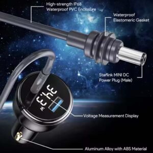 Starlink Mini 100W 2 In 1 Car Charger With 3M Type C To DC Cable  04