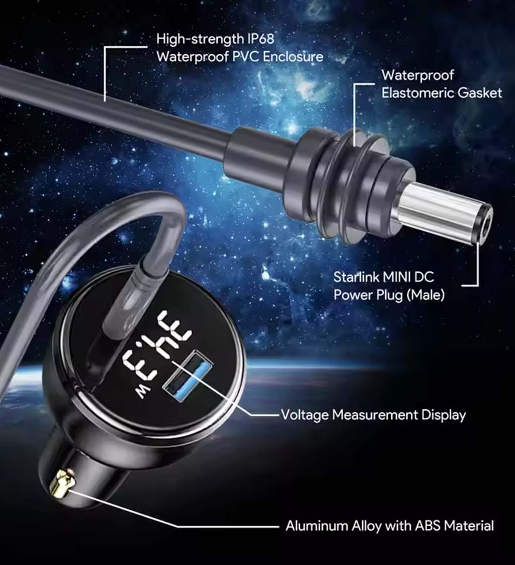 Starlink Mini 100W 2 In 1 Car Charger With 3M Type C To DC Cable  04