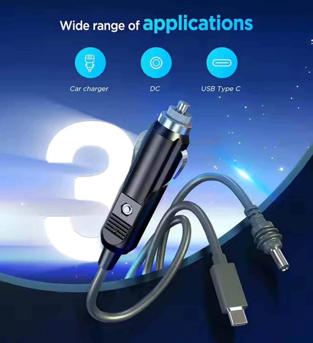 Starlink Mini 100W 3 In 1 Power Cord 3M5M Car Charger + DC + Type C To DC 04