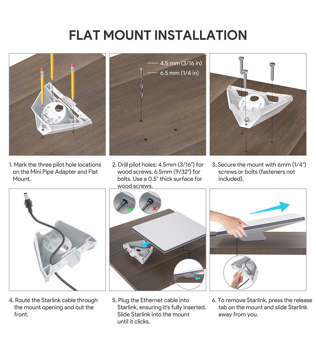 Starlink Mini Pipe Adapter And Flat Mount Kit (New Style) 3