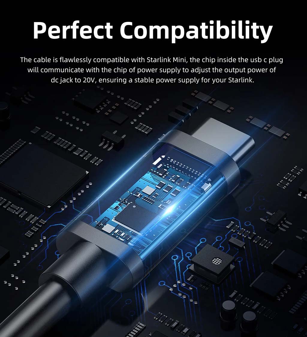 Starlink Mini USB C Cable With Power Indicator Light For 65W+ To 100W PD Source 03